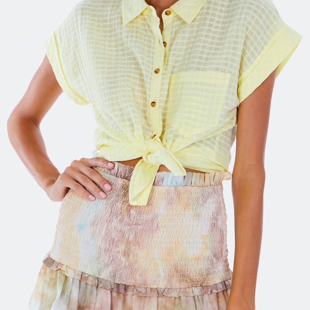 ALLISON NY 
Cotton Button Down Shirt In Yellow